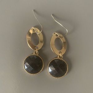 Gold/Black Jewel Dangling Earrings